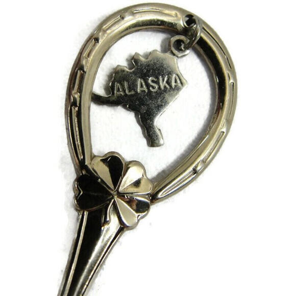 Other - Vintage Alaska Spoon Sterling 925 Souvenir Collector Charm Top Clover Hearts Bow